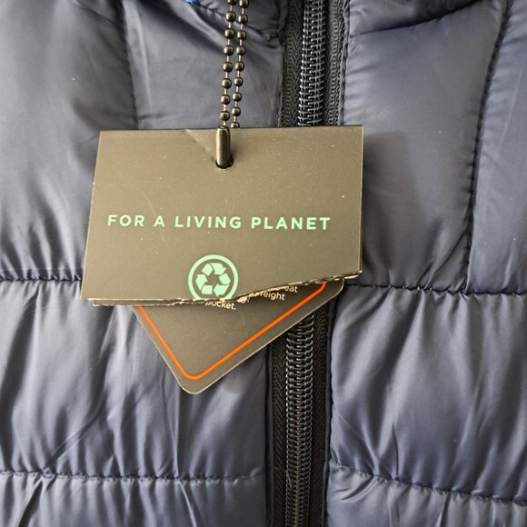 NWT Hawke & Co Men’s Featherless Fill Puffer lightweight hooded packable blue XL - Picture 6 of 11